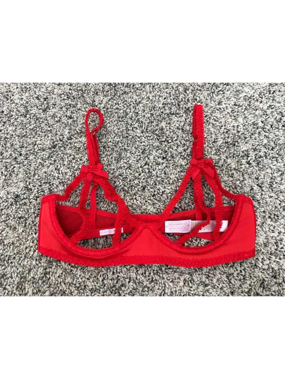 Savage X Fenty Red Cupless Unlined Underwired Bra Size 34C